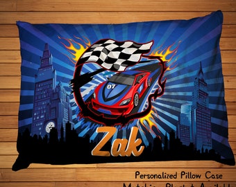 Race car pillowcase, car pillowcase, kids gifts, boys pillowcase, red car pillowcase, 20x30 standard pillowcase