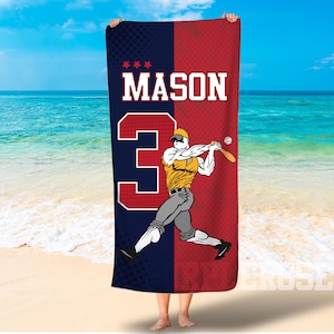 Baseball beach towel/Baseball Team Boy/Team Sports Beach Towel/College Sport Towel/Personalized Baseball Gift For Boys, Coach Gift