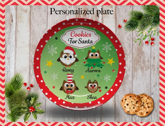 Cookie Plate for Santa, Personalized Christmas cookie plate, Kids Holiday Plate, Personalized Christmas Plate, Christmas Mealtime Plate Il_570xn