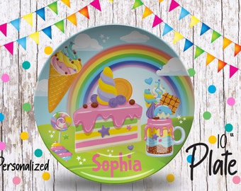 Candyland  Birthday Plate/Girls Candyland Bday Party Plate/Happy Birthday Plate/ Cupcake Birthday Plate/Candyland Unicorn Shirt