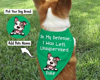 Custom Dog Bandana with Name and Breed/Funny Dog Bandana/Pet Breed Bandana/ Bad Dog Bandana/Personalized Pet Portrait Bandana