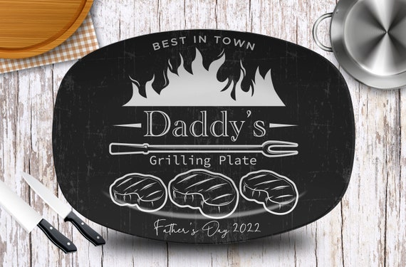 Daddy's BBQ Grilling Platter/Fathers Day Gifts, BBQ Gifts/Serving Platter/Custom Serving Platter/Personalized Mens Gifts/ Distressed Il_570xn