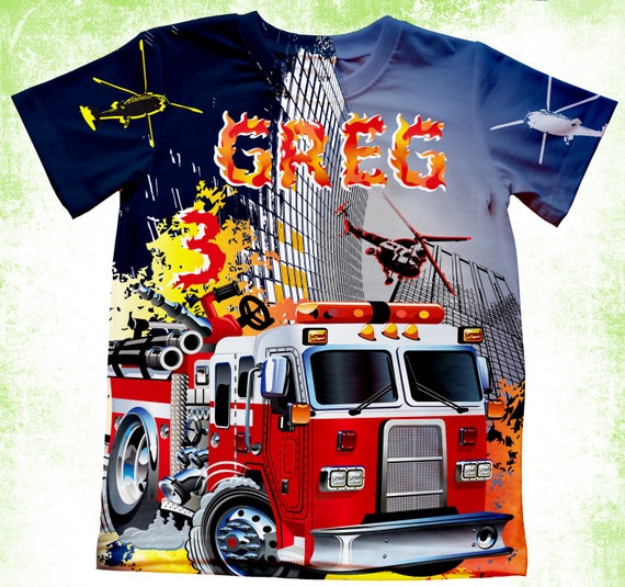 Firetruck Birthday Shirt personalized Fireman T shirts kids