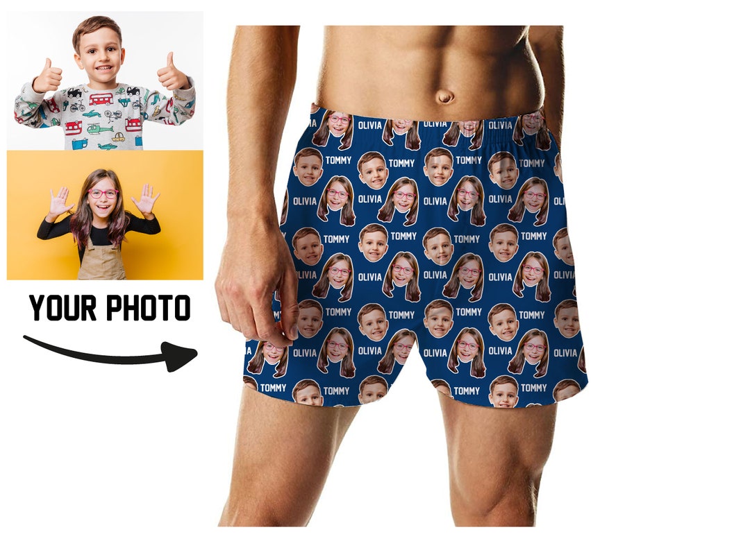 Face Boxers, Kids Face Boxer Shorts,dad Photo Boxers, Husband Gift, Photo Mens Boxers With Names