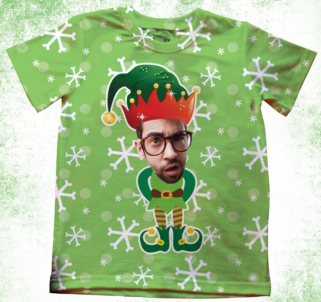 Your Face on a Elf, Christmas Elf T-shirts, Photo Xmas Face T-shirt ...