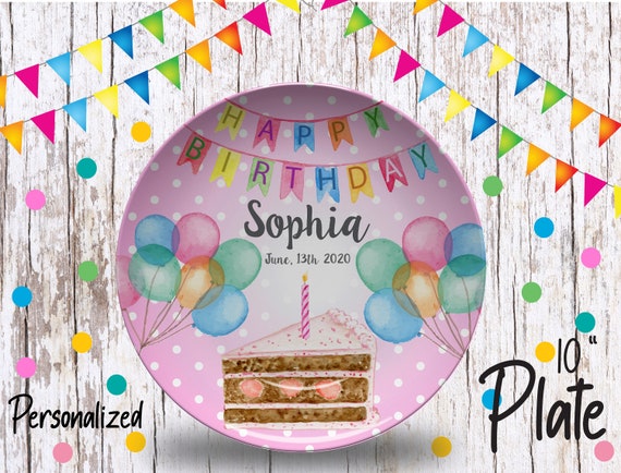 Personalized Birthday Plate/Girls Bday Party Plate/Happy Birthday Plate/First Birthday Gift Girl/ Cupcake Birthday Plate/Cake Smash Il_570xn