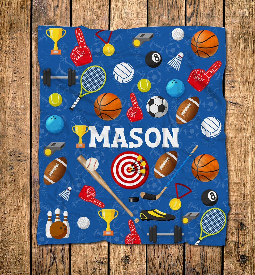 Sports Blanket/multi Sports Blanket/boys Football, Hockey. Baseball