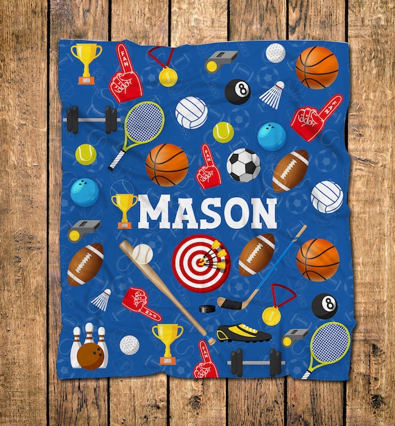 Sports Blanket multi Sports Blanket boys Football Hockey. Baseball Personalized Blanket boys Blanket custom Name Blanket toddler Blanket Etsy Canada