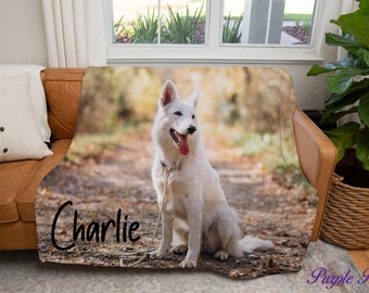 Dog Photo blanket, Pet blanket, Custom Photo blanket, Personalized with name, Picture blankets, Pet memory blanket, 3 sizes, sherpa blanket