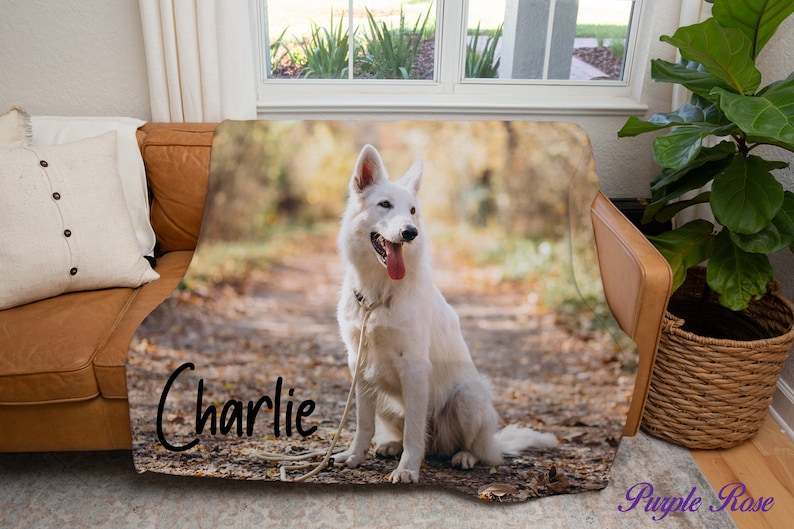 Dog Photo blanket, Pet blanket, Custom Photo blanket, Personalized with name, Picture blankets, Pet memory blanket, 3 sizes, sherpa blanket image 1