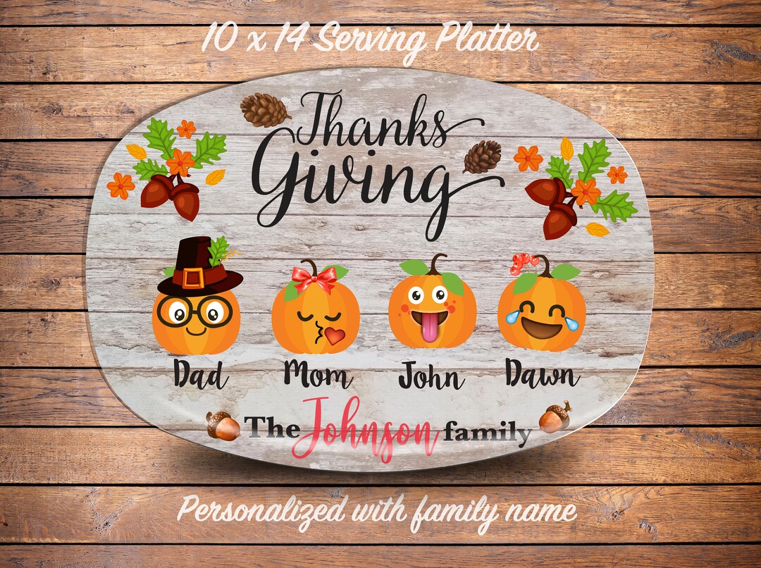 Personalized Thanksgiving Platter, Pumpkin Dinner Platter, Thanksgiving ...