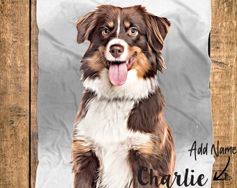 Custom Pet Portrait Blanket/ Photo pet blanket/Pet Blanket/Pet Photo Blanket/Free shipping/Custom Pet gift/Personalized Pet Photo Blanket