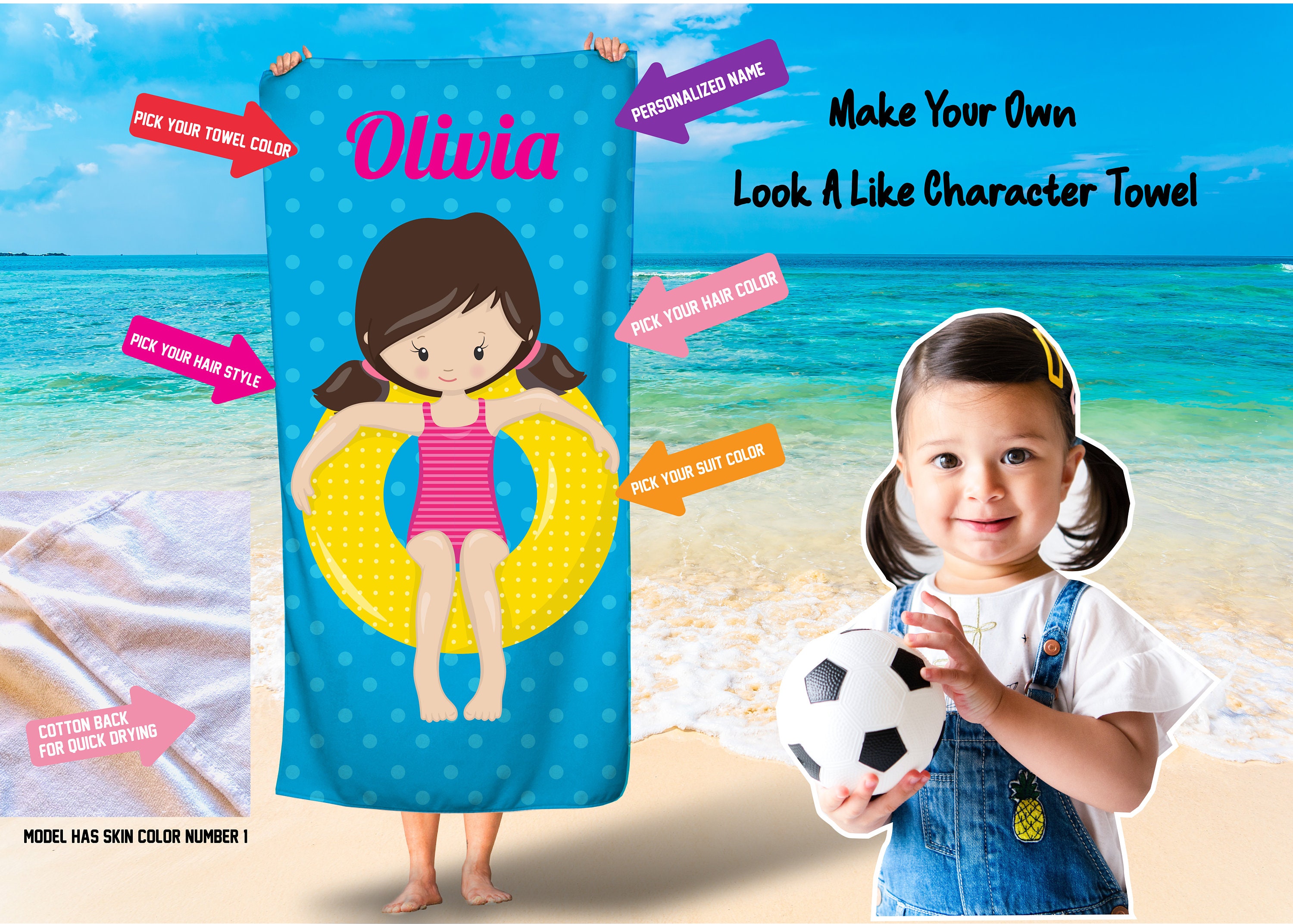 Children s Personalized Beach Towel character Face Towels avatar Custom Towels look a Like Beach Towels girls Beach Towel free Shipping Etsy Ireland