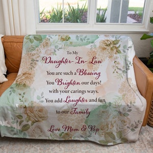 To My daughter in law Blanket, Mothers Day Blankets, Birthday Blankets, Floral Blanket For daughter, and daughter in law