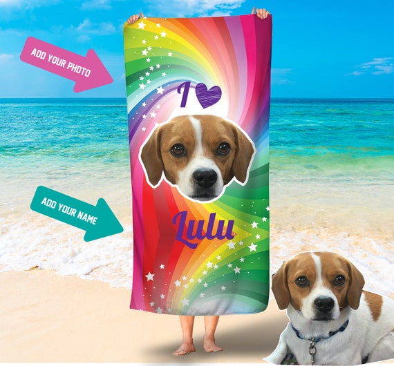 Asciugamani da spiaggia fotografici Tye dye / Asciugamani fotografici  personalizzati / Asciugamani personalizzati per cani o gatti / Teli mare  personalizzati per animali domestici divertenti / Regalo per feste estive /  qualsiasi animale -  Italia