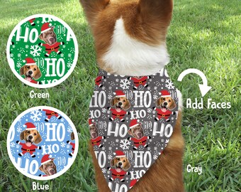 Santa Face Christmas Bandana/ Human,Pet Face Bandana, Dog Bandana, Personalized Xmas HoHo Bandana, Custom Face Bandana, Dog or human Bandana