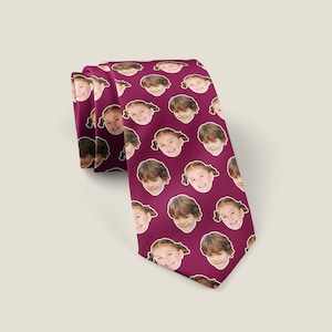 Personalized Photo Neck tie, Children&#39;s faces on a tie, Face mens tie, Dad gifts, Gifts from kids, Fathers day gifts