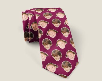 Personalized Photo Neck tie, Children's faces on a tie, Face mens tie, Dad gifts, Gifts from kids, Fathers day gifts