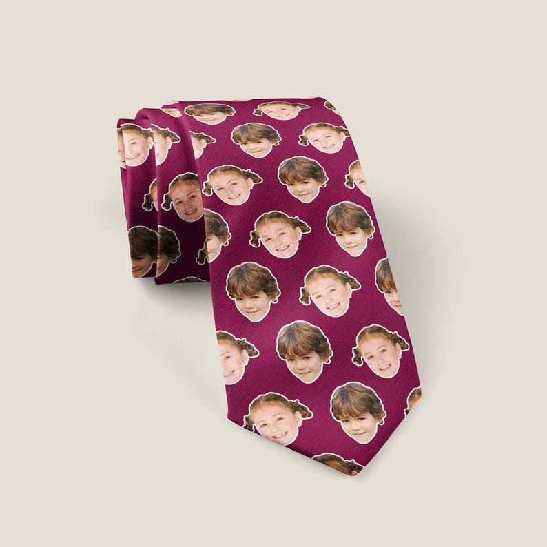 Personalized Photo Neck tie, Children's faces on a tie, Face mens tie, Dad gifts, Gifts from kids, Fathers day gifts image 1