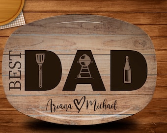 Personalized DAD Platter/Best Dad Platter/Fathers Day Gifts/ BBQ Gifts/ Custom Serving Platter/Personalized Mens Gifts/Kids Name Platter