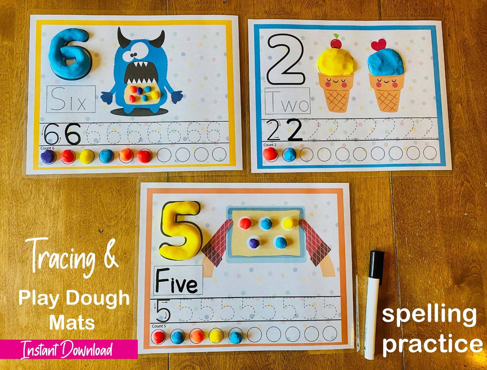 Math Clay Mats Numbers Play Mats Homeschool Activities | Etsy