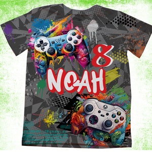 Gamer Birthday Shirt/Family Video Game Birthday Shirts/Boys Gamer Birthday Shirt/Level Up Birthday Shirt/Game On Shirt/Graffiti Bday T-shirt