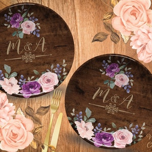 Mr & Mrs Personalized Cake Plates, Rustic Wedding Dessert Plates, Farmhouse Wedding, Bridal Shower Gift, Monogram Plates, Wedding Table