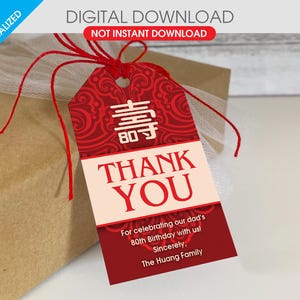 "Chinesische ""Langlebigkeit"" Geburtstagsgeschenkanhänger druckbare PDF-Datei (KEIN PHYSIKALISCHER Artikel)"