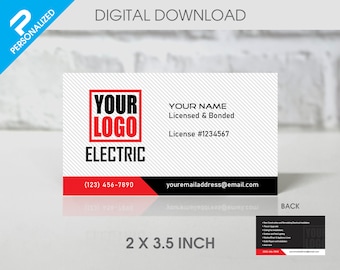 Tarjeta de presentación para negocios de servicios eléctricos / Smog / Construcción / (2x3.5 pulgadas) / Alta resolución / Aspecto profesional