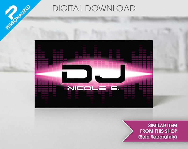 May include: Black and pink DJ business card with the text "DJ Nicole S." and a stylized DJ logo with a pink and white light effect.