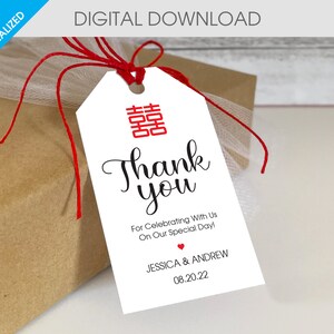Digital Download cinese Matrimonio Grazie Gift Tags (2 x 3,5 pollici)