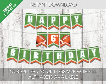 Banderines para fiesta de cumpleaños con temática de fútbol, archivo PDF imprimible (sin artículo físico)