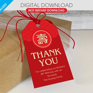 "Chinesische ""Langlebigkeit"" Geburtstagsgeschenkanhänger druckbare PDF-Datei (KEIN PHYSIKALISCHER Artikel)"