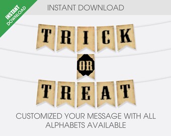 Archivo PDF imprimible de la bandera del empavesado de Halloween de papel marrón (SIN elemento FÍSICO)