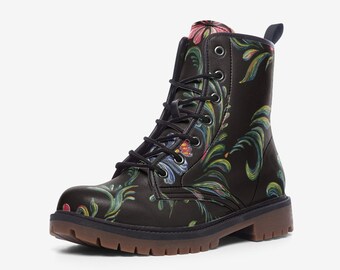 floral combat boots