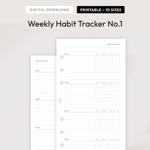 Weekly Habit Tracker No.1 Printable Planner Insert | A5, Half Letter, A6, Personal/Personal Wide, FCC, Pocket, HP Mini & Classic | 10 Sizes