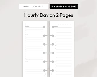 HP Skinny Mini Hourly täglich auf 2 Seiten druckbare Planereinlage| Skinny Mini Discbound Digitaler Download
