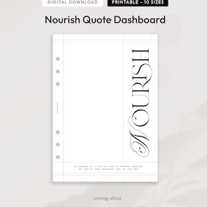 10 SIZES – Nourish Printable Dashboard Planner Insert | For A5, A6, Personal, Half Letter, Pocket and More | Digital Download