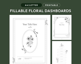May include: Printable floral dashboard templates in black and white. The templates feature a floral design with a title section, table of contents, and two sections. The text "Regency Era Style Table of Contents & 2 Section Covers" is at the bottom of the page.