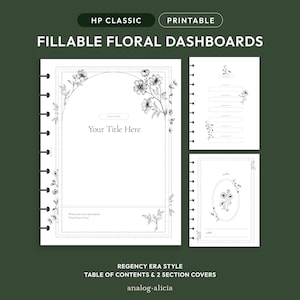 HP Classic Fillable Floral Section Covers and Table of Contents Printable Dashboard Set of 3 | Regency Dashboard Insert | Classic Discbound