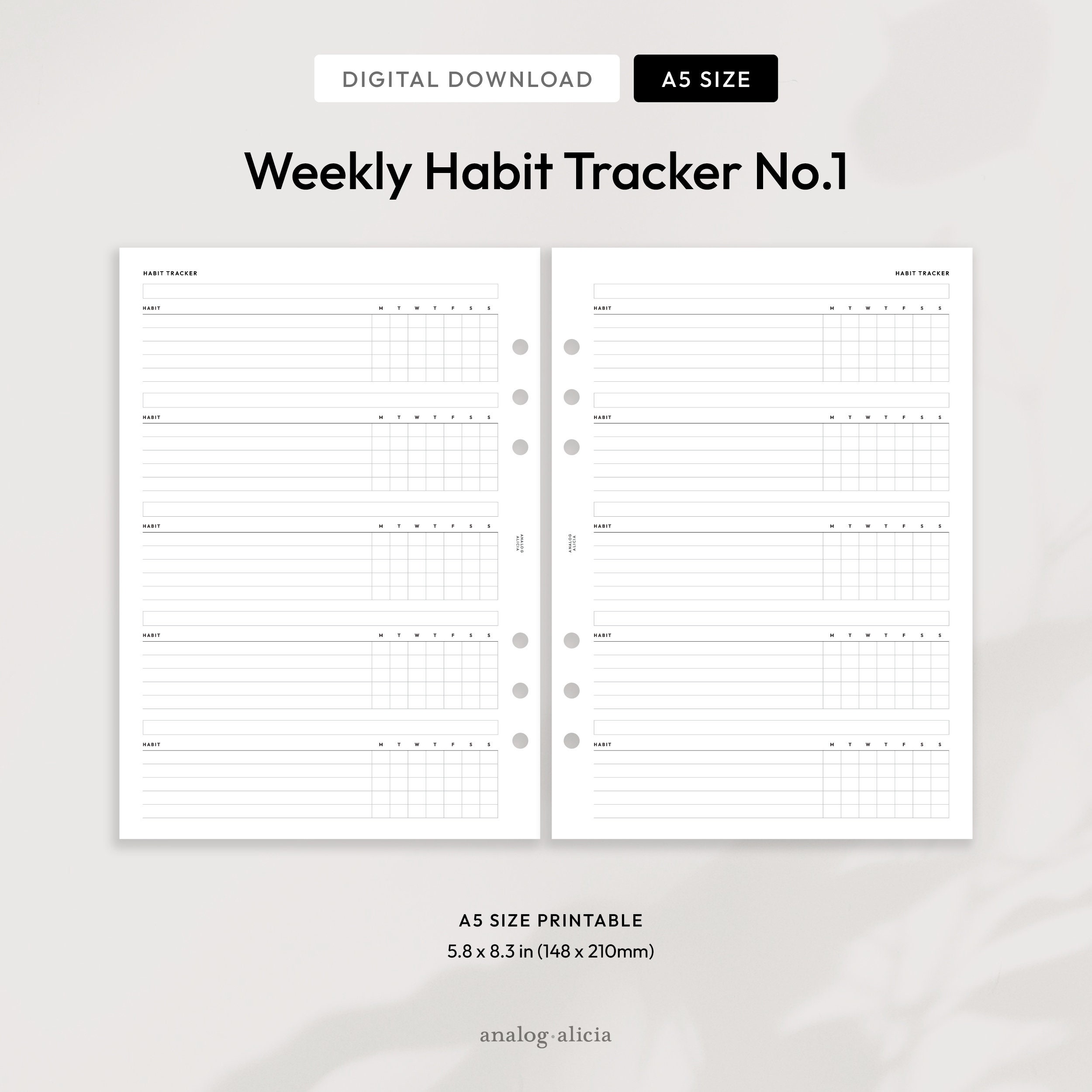 A5 Weekly Habit Tracker No.1 Printable Planner Insert | Weekly Routine ...
