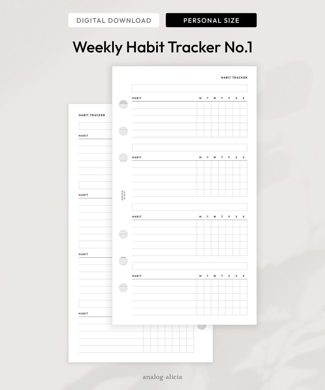 Personal Size Weekly Habit Tracker No.1 Printable Planner Insert ...