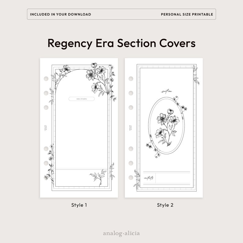 Personal Fillable Floral Section Covers and Editable Table of Contents ...