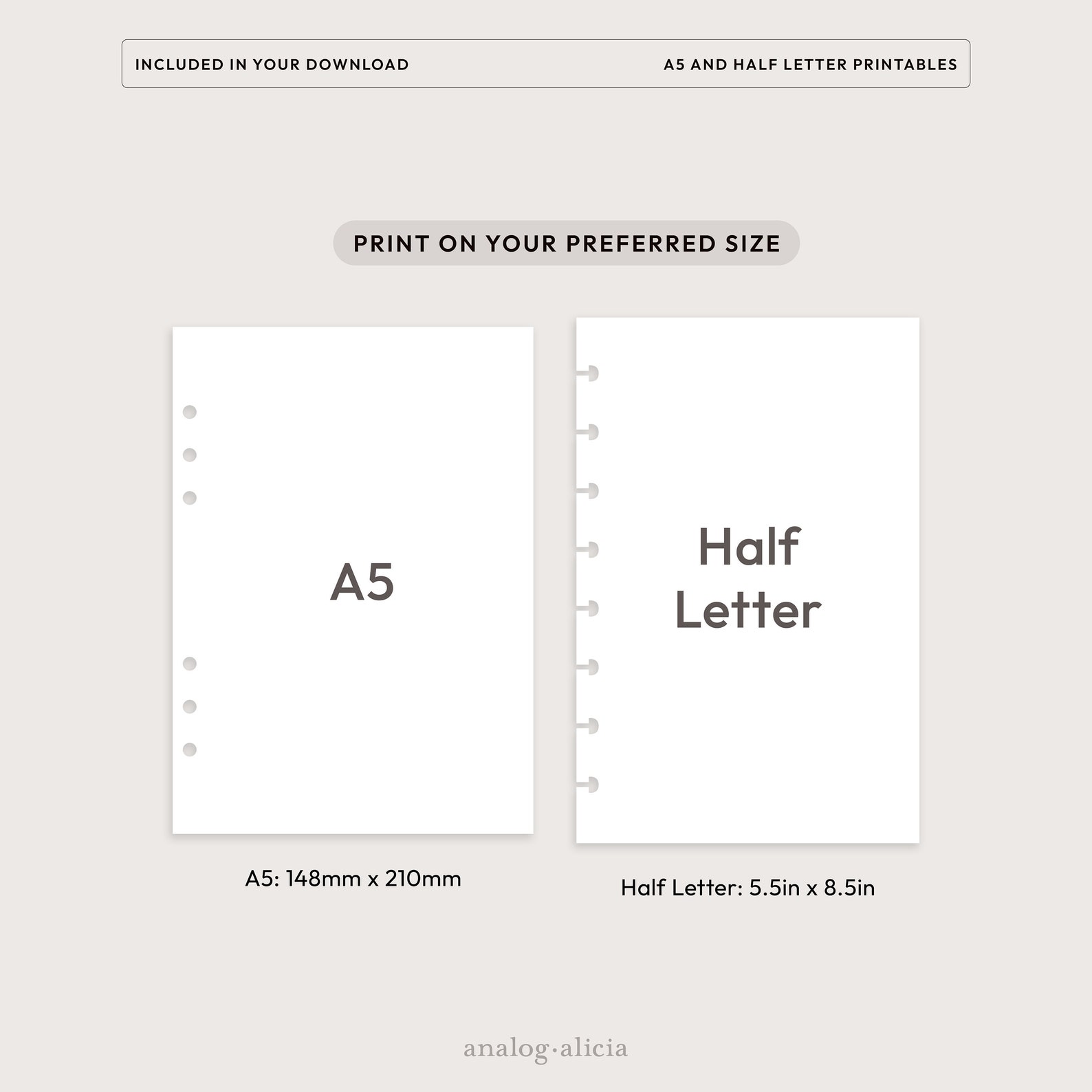 W01 Minimalist Weekly Planner Printable A5/half Letter Week on 1 Page ...