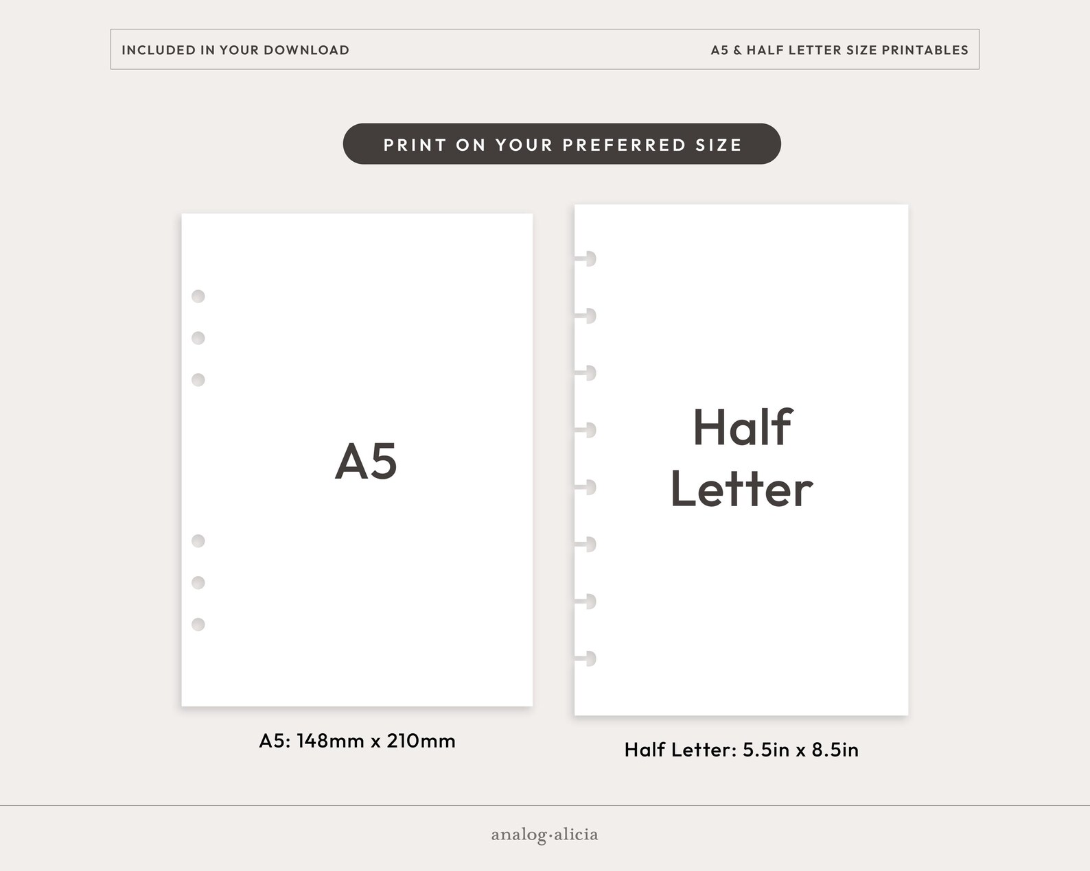 A5/half Letter 2026 Month on 1 Page Printable Planner Insert | Monday ...