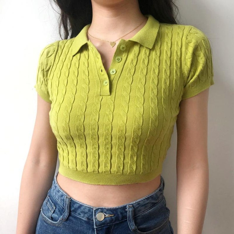 knitted polo crop top