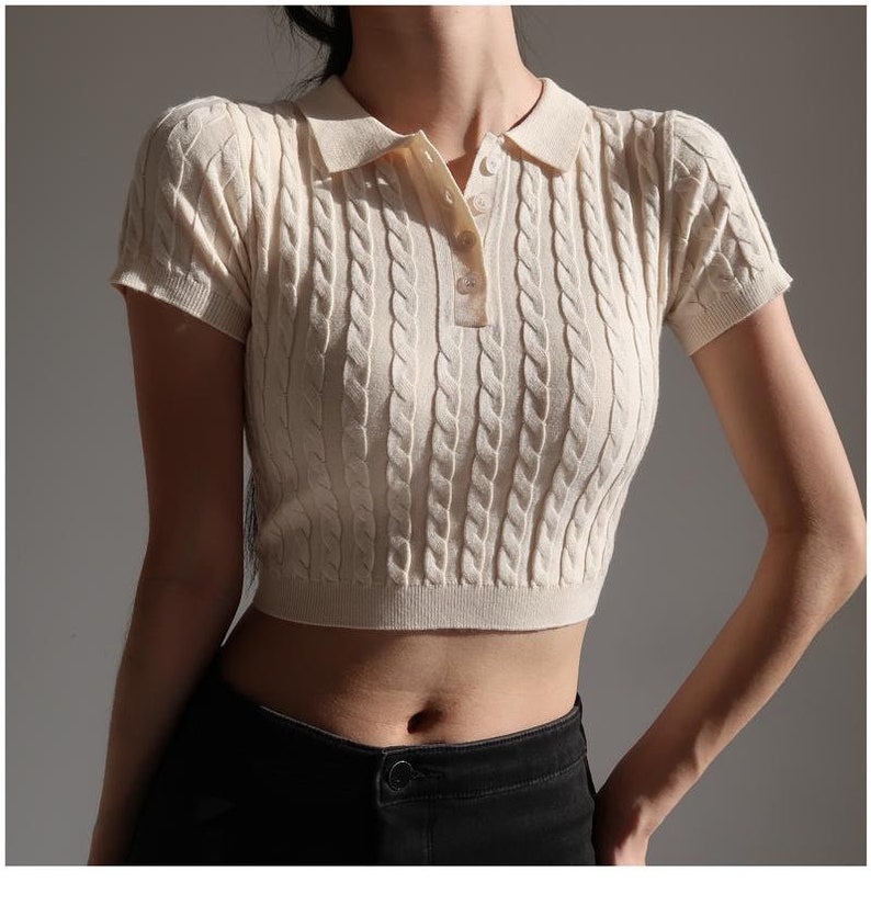 knitted polo crop top