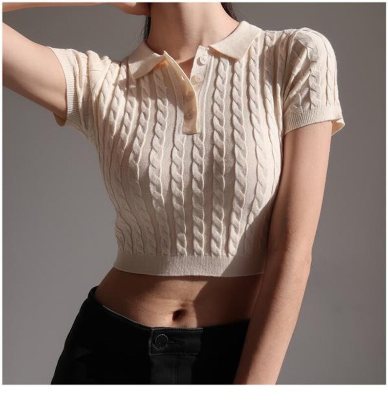 knitted polo crop top