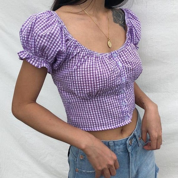 purple bustier crop top