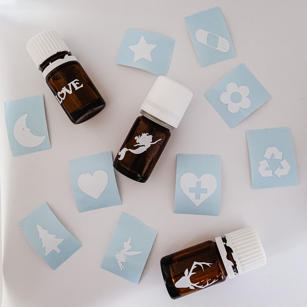 Mini Etiquetas para botellas de aceite reciclado de 5 ml